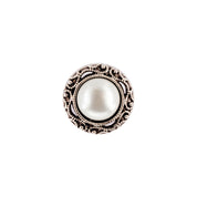 Botón Perla Redondo Borde Plata Blanco