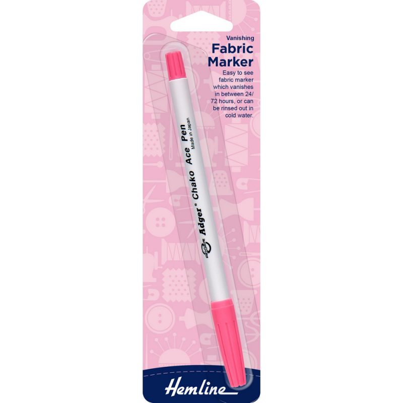 Lápiz marcador de tela soluble fucsia Hemline