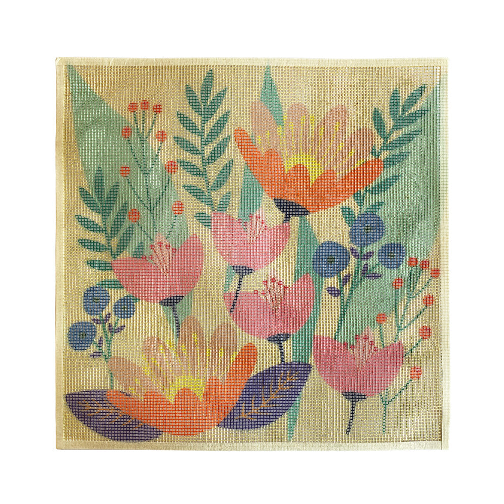 Cañamazo Flores Jardin 40x40