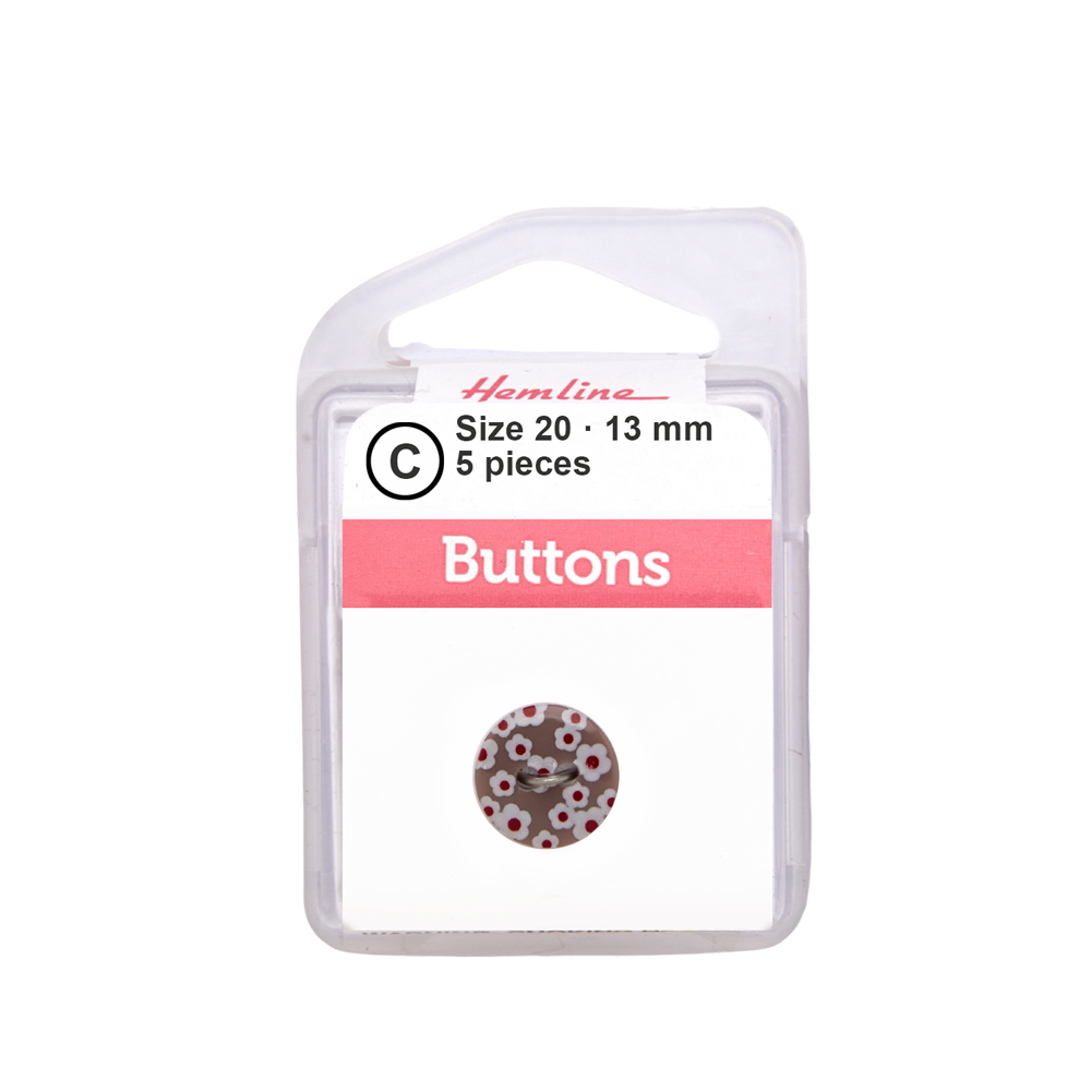 Bot&oacute;n Pl&aacute;stico Dise&ntilde;o Flores Gris