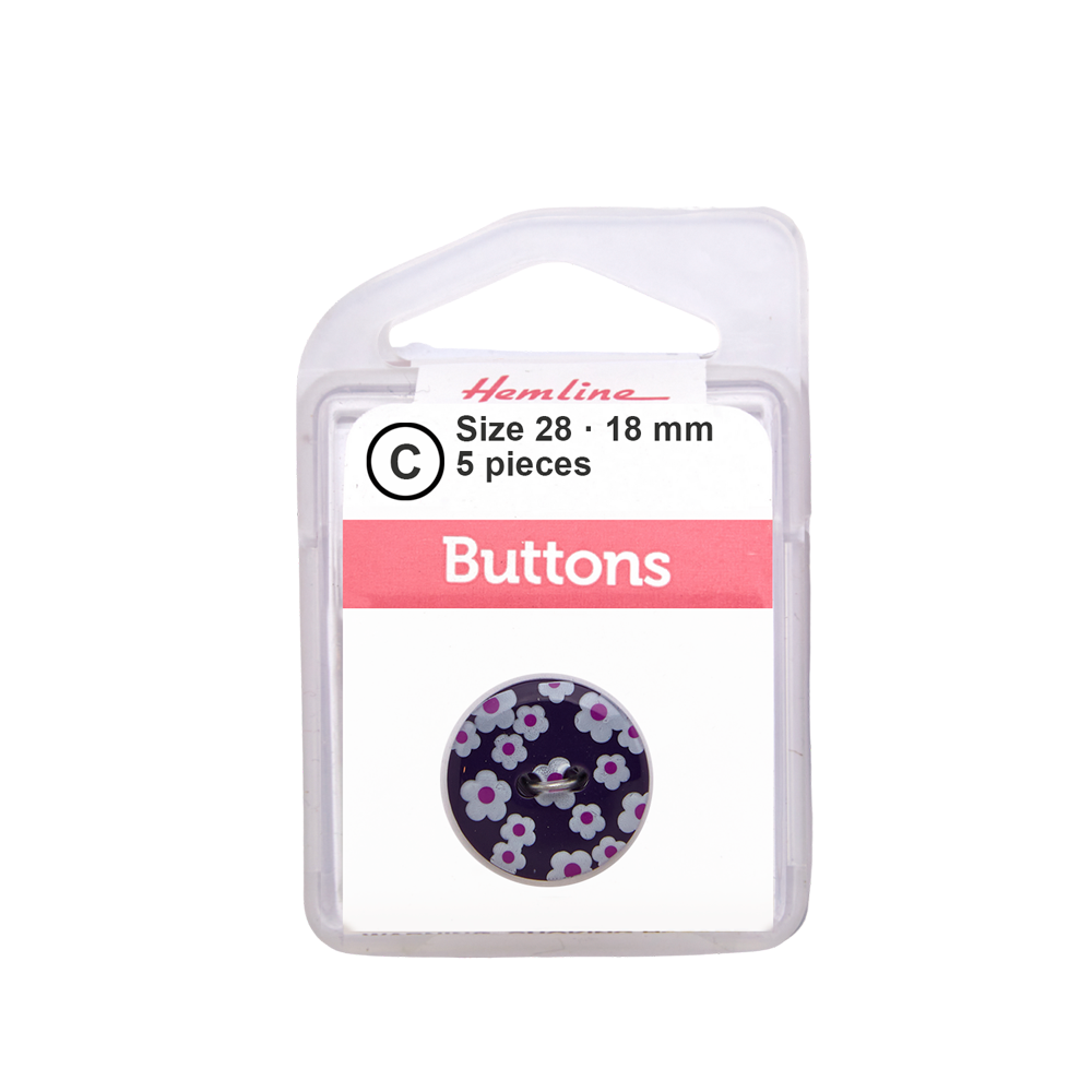 Botón Plástico Diseño Flores Morado
