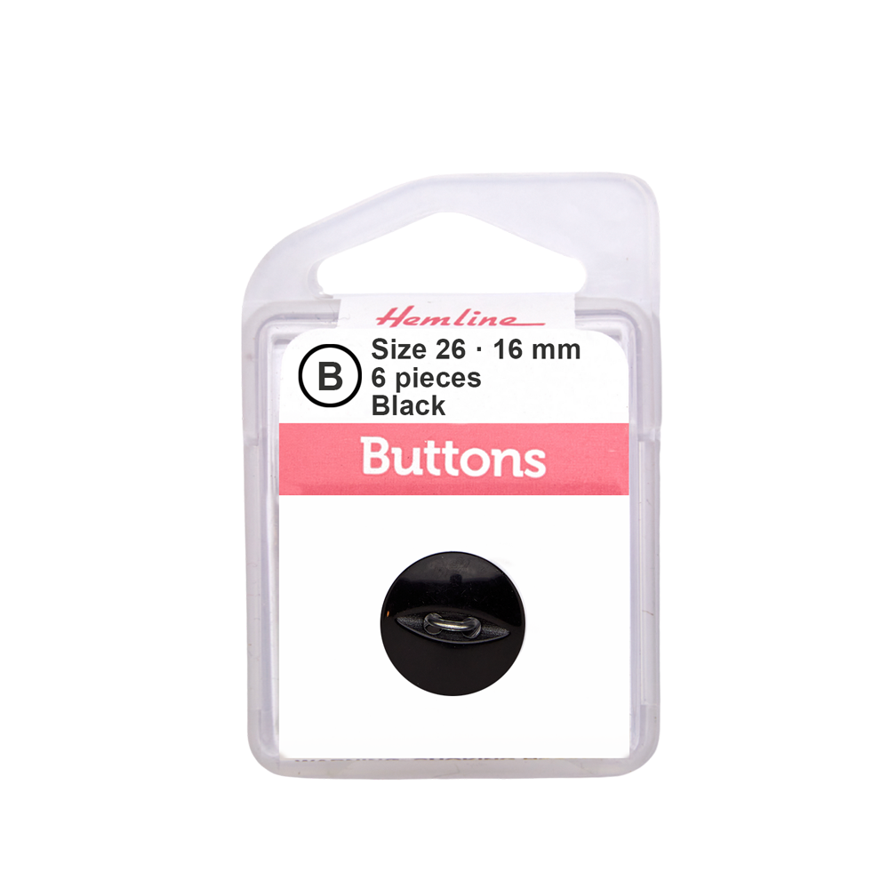 Botón Plástico Ojo de Pez Negro
