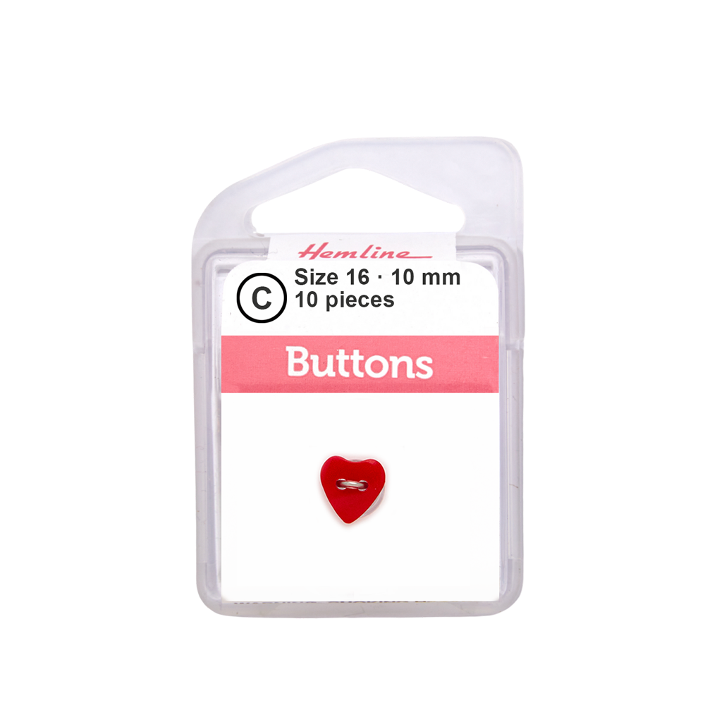 Bot&oacute;n Pl&aacute;stico Coraz&oacute;n Rojo