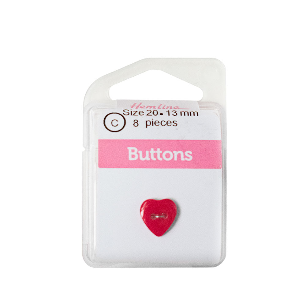 Botón Plástico Corazón Rojo