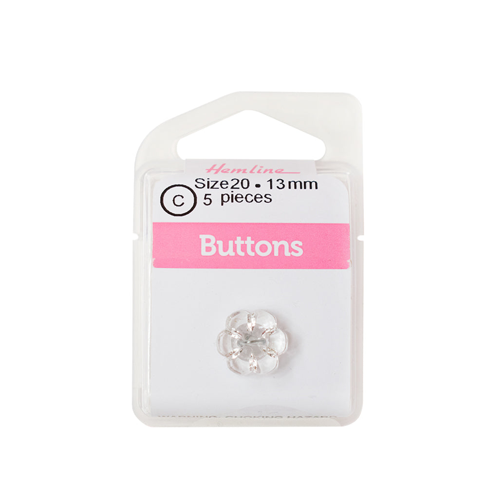 Bot&oacute;n Pl&aacute;stico Flor Blanco