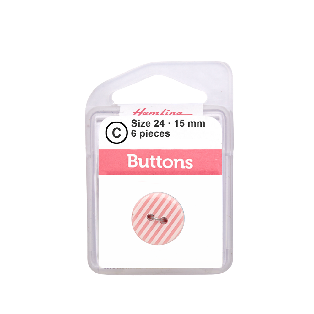 Botón Plástico Líneas Rosado