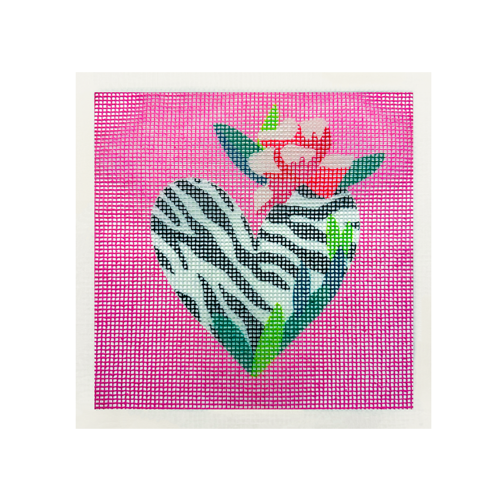 Set 2 Cañamazos Corazón Flor 25x25