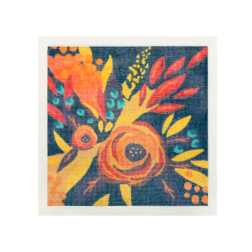 Cañamazo Orange Flowers 40x40